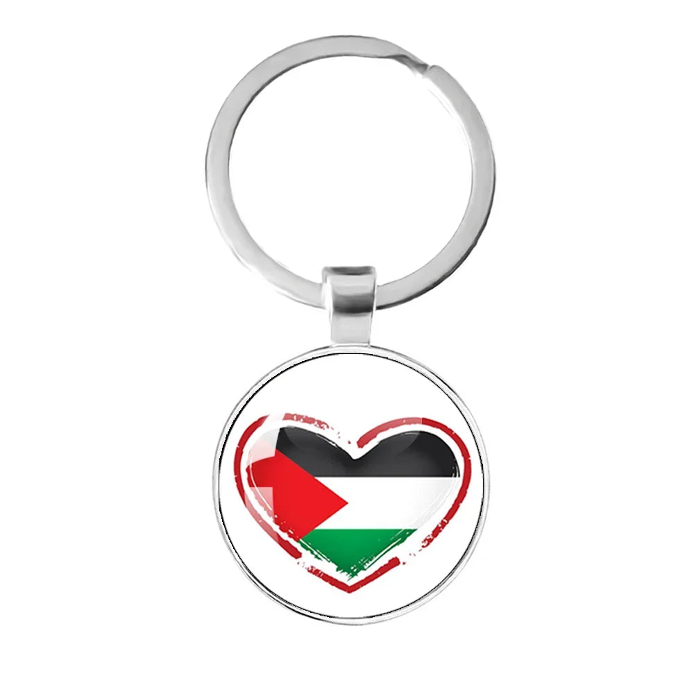 Personalized Art Patterns  Palestine Nation Flag Emblem 25mm Glass Cabohcon Keychain
