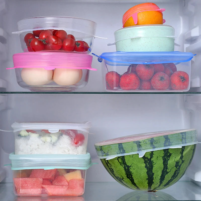 6pcs/set Silicone Covers Adaptable Silicone Lids Silicone Caps for Food