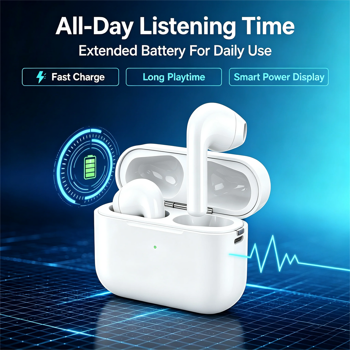ZZLOVE Wireless Heart Rate Monitor TWS Earbuds Noise Cancelling