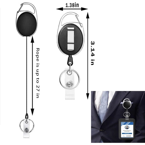 10pcs Retractable Badge Holders with Carabiner Reel Clip