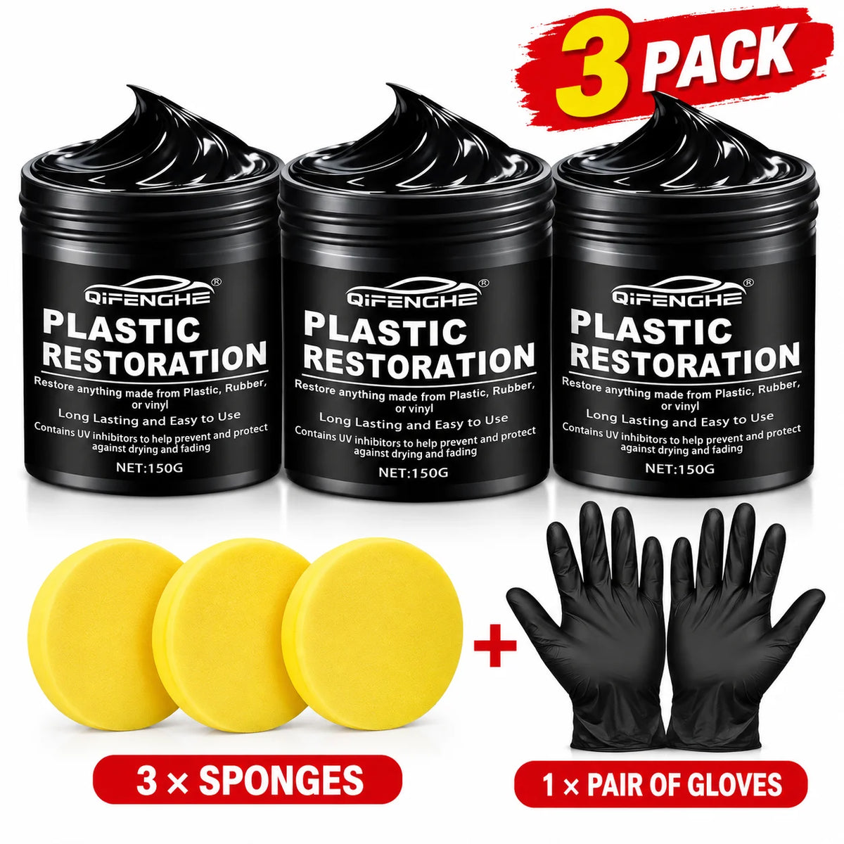 Car Plastic Restorer Polish Paste 150g - Tire, Interior & Bumper Shine & Protection