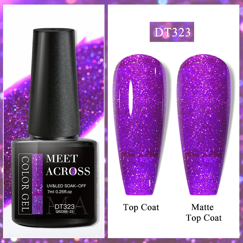 MEET ACROSS 7ml Purple Nail Gel Polish Semi Permanent Nail Art For Nails Decoration