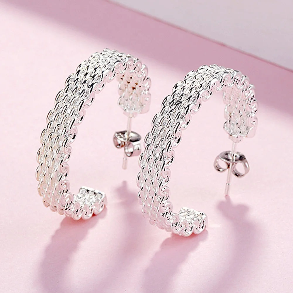 Popular fine 925 Sterling Silver charms stud Earrings for Women