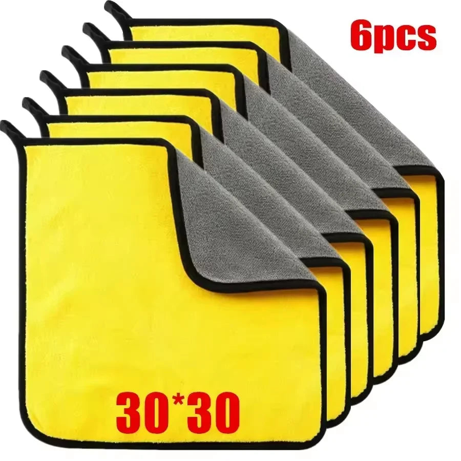 Double Layer Wash Cloth Microfiber Car Cleaning Towels 30X60cm 1/2/3/6/10pcs