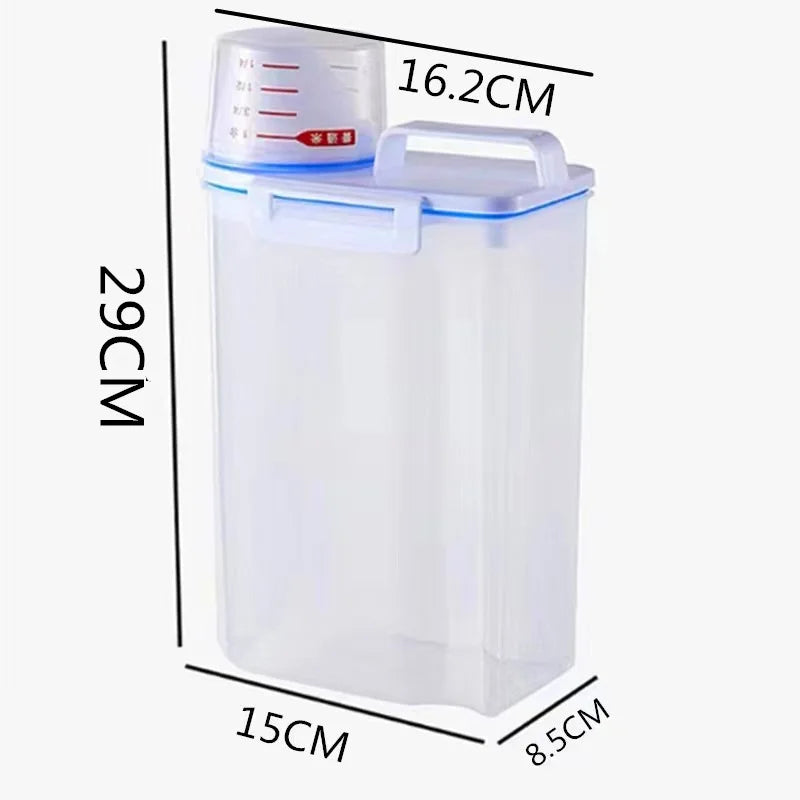 4PCS 2.5L Rice Storage Bucket with Measuring Cup Sealed Moisture-Proof Pet Food Storage Container for Storing Grains Flour Rice
