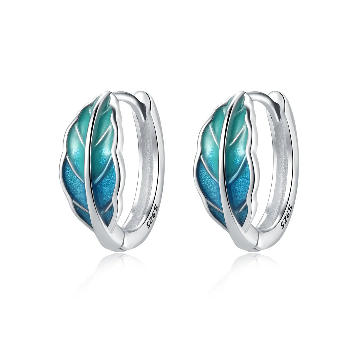 S925 Sterling Silver Leaf Hoop Earrings, Natural Plant Design