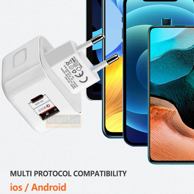 USB C Charger 40W Fast Charger Plug 2 Ports Type C Charger PD Wall Charger Power Adapter for Samsung Xiaomi iPhone 14 13 QC3.0