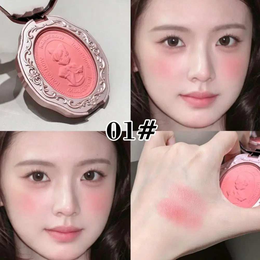 Vintage Embossed Gradient Blush Matte Smooth Long‑Wearing Natural Look Cheek Brightening Atmosphere Blush Long Lasting Makeup