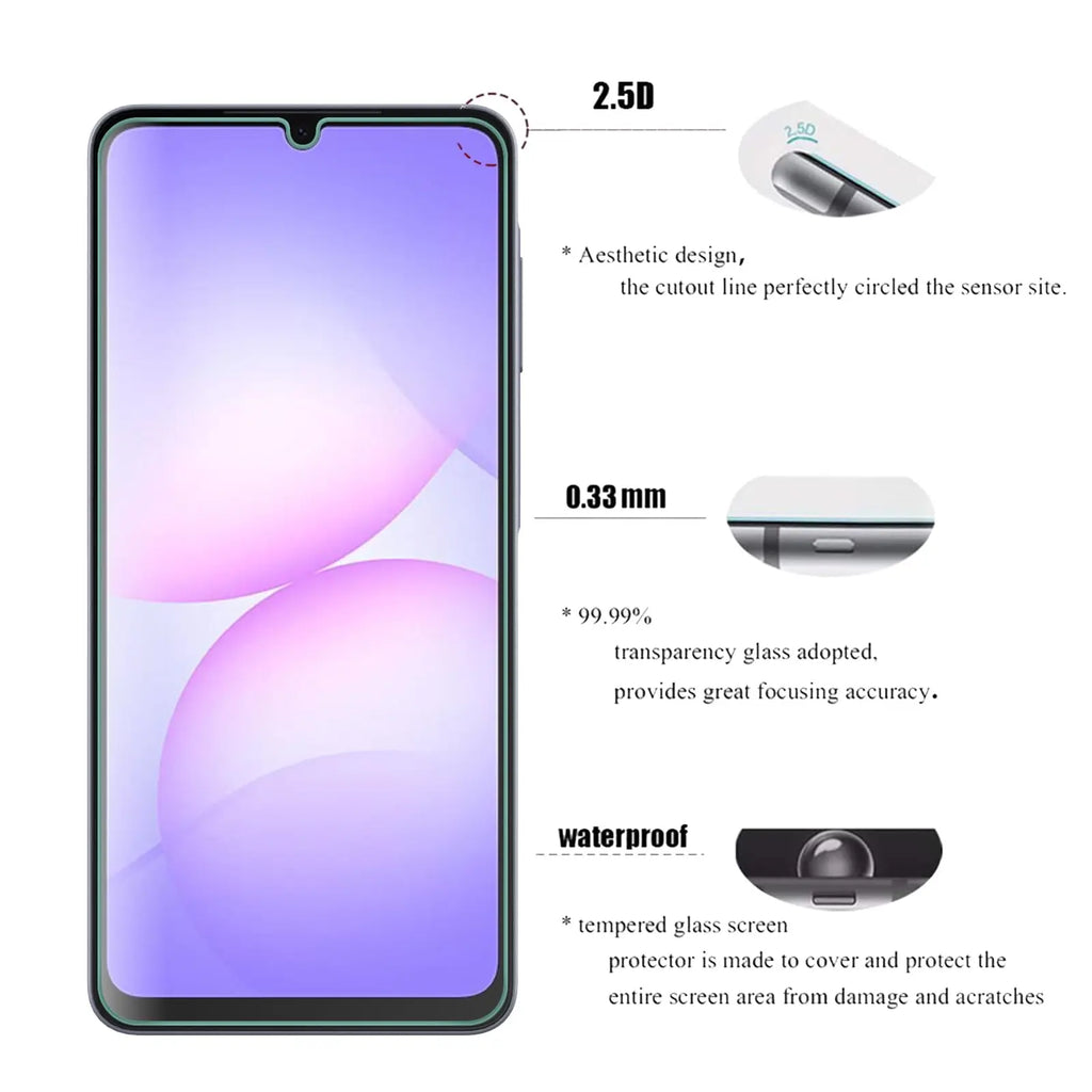 For Samsung Galaxy A07 A06 A05 A05s Screen Protector Tempered Glass for A04 A04s A04e A03 Crystal Mica 9H HD Clear Transparent