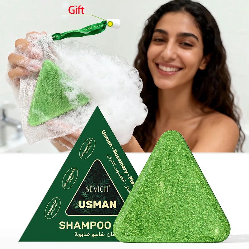 120g Usman Grass Handmade Shampoo Soap Natural Hair Loss Treat Strengthens Roots Hair Growth Bar Herbal Shampoo Soap Hair Care