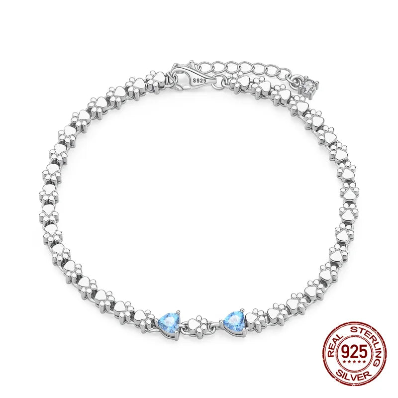 Sparkling Star Bracelet 925 Silver Original One-Size-Fits-All Soft Links Bracelet Zircon Chain For DIY Charms Jewelry Gift New