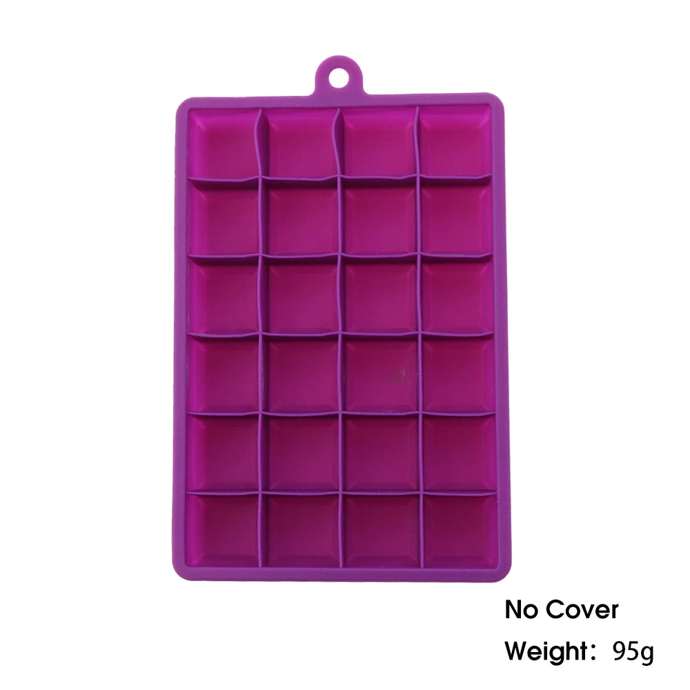 With Lid / No Lid 24-Hole Silicone Ice Tray Square Box Auxiliary