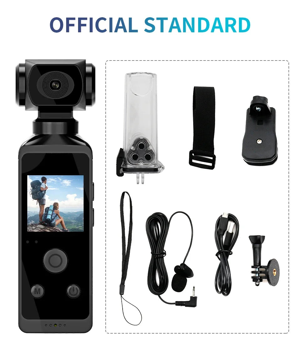 4K Ultra HD Pocket Action Camera 270° Rotatable Vlog Wifi Mini Sports Cam Waterproof Case