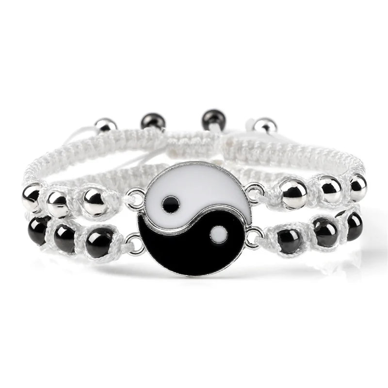 2Pcs/set Dragon Tai Chi Gossip Braided Bracelet for Women Men Best Friends Adjustable Yin Yang Bracelets Fashion Couple Jewelry