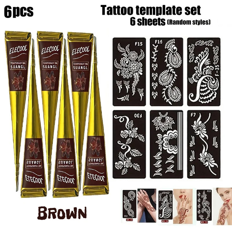 Indian Henna Brown Tattoo Paste Temporary Henna Cones for Tattoo Body Art Sticker Special Body Art Paint Red Black Henna