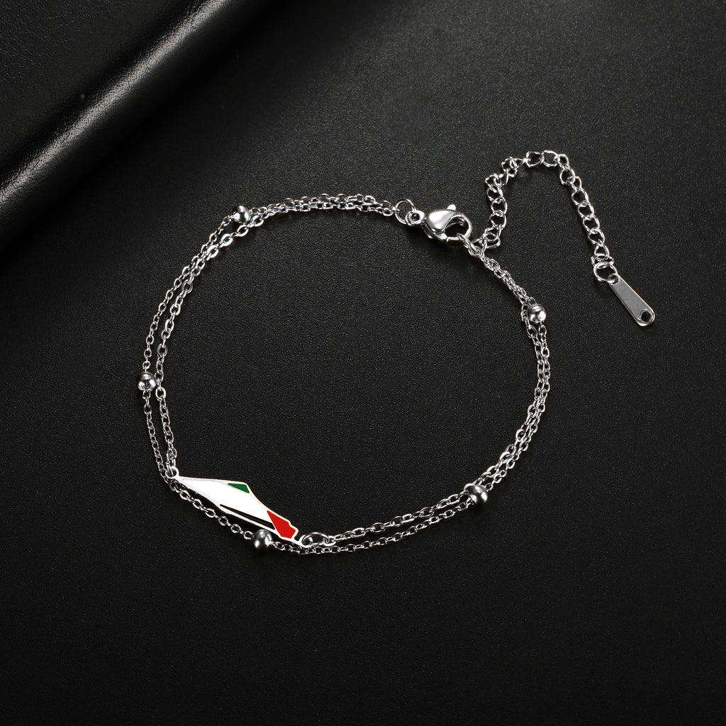 COOLTIME Palestine Map Charm Women Bracelets Stainless Steel Adjustable Double Layer Men Geography Bracelet jewelry Wholesale