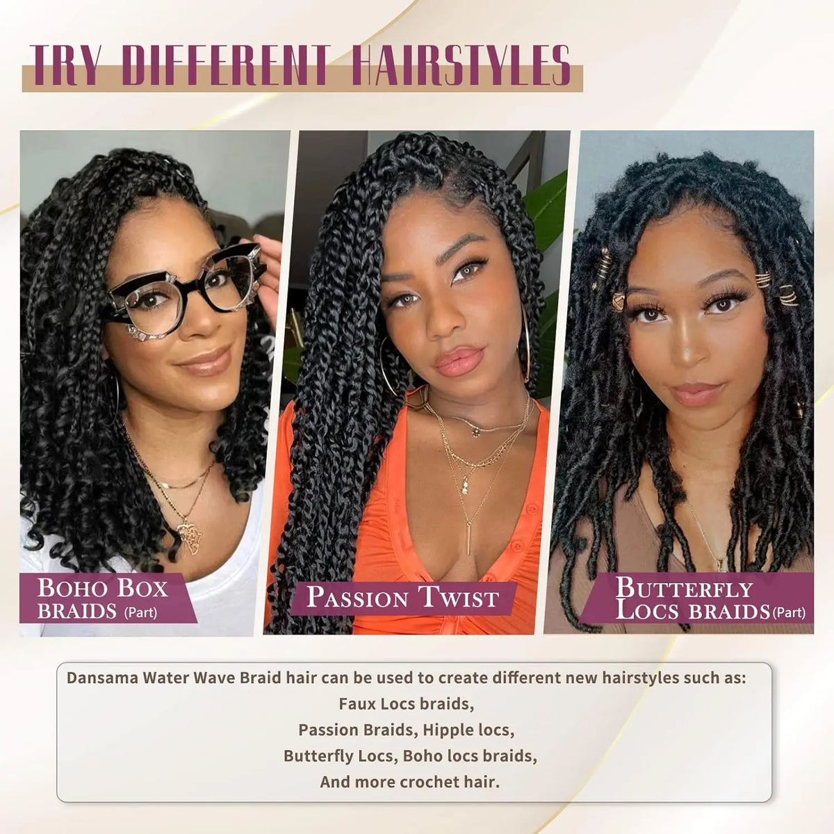 Passion Twist Crochet Hair 22Inch 7Pack Water Wave