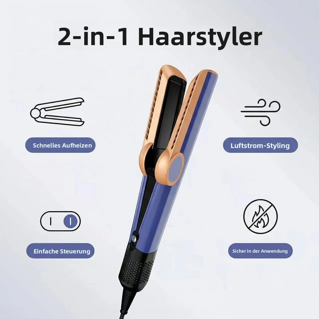SenCiciMen 2-in-1 Air Straight & Dryer Combo - Negative Ion Heated Flat Iron for Fast, Long-Lasting