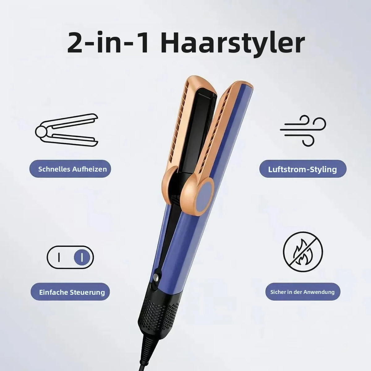 SenCiciMen 2-in-1 Air Straight & Dryer Combo - Negative Ion Heated Flat Iron for Fast, Long-Lasting
