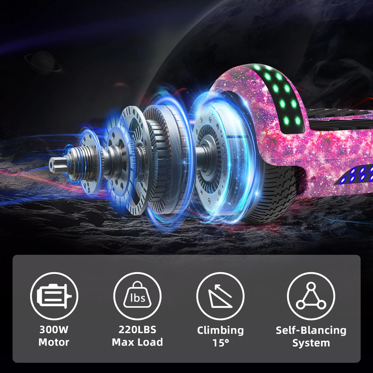 SIMATE P6 Hoverboard, 6.5" Self Balancing Scooter