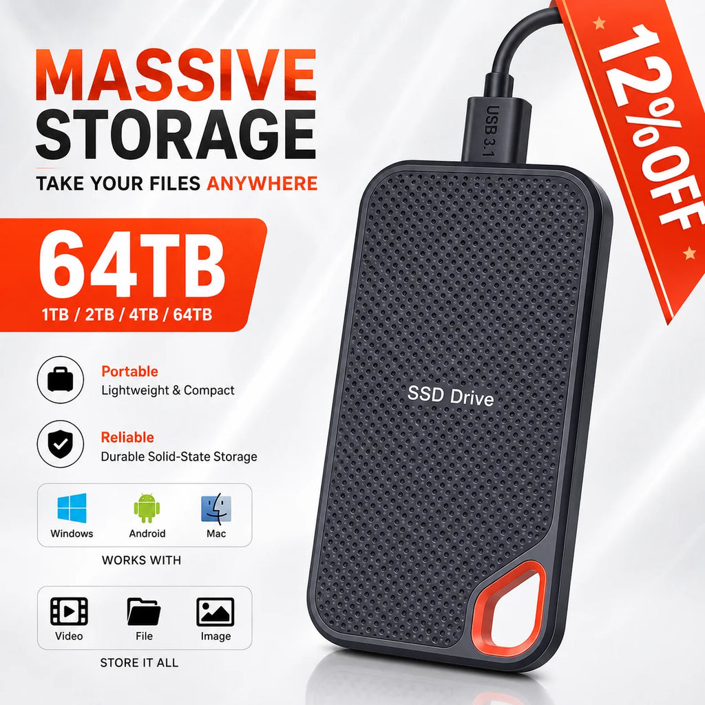 2TB External Hard Drive USB3.1 Mobile Storage Hard Disk