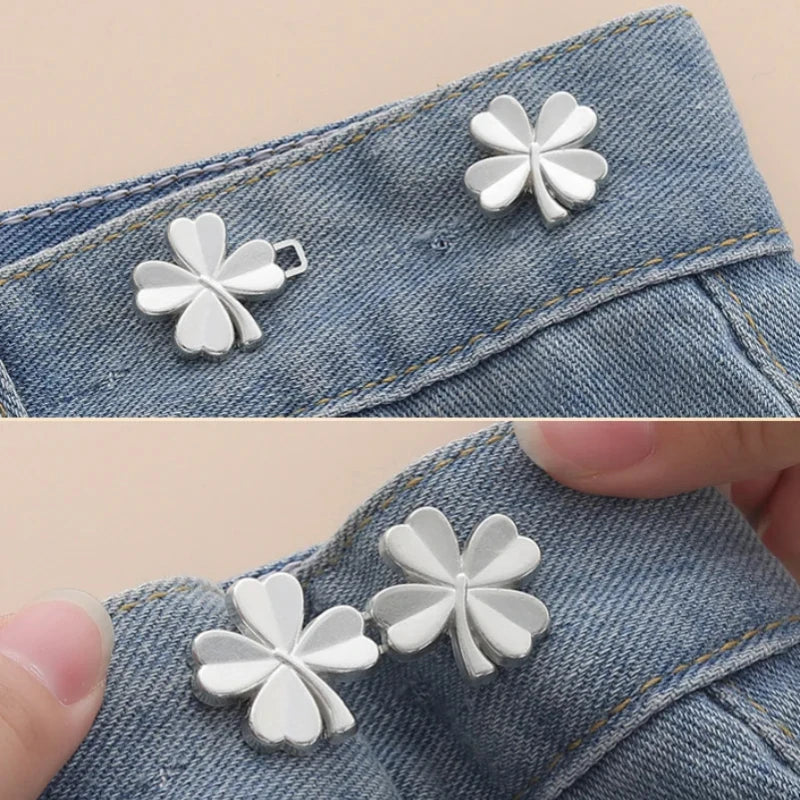 1 Pair Jeans Button Adjustable Clips for Pant Skirts Waist Tightener Buckle