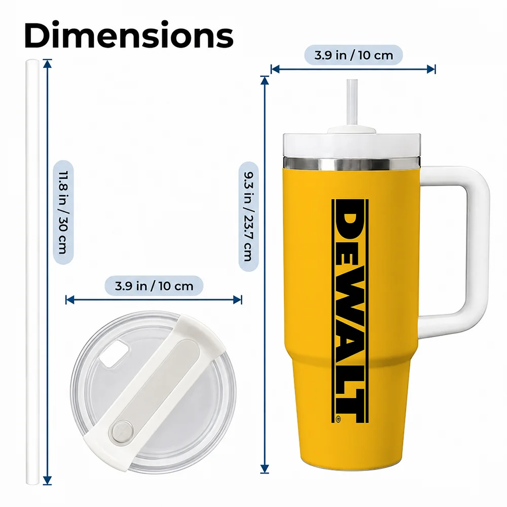 Tool Box D-Dewalts Banner Vacuum Flasks 40oz Stainless Steel Insulated Tumbler with Handle Straw