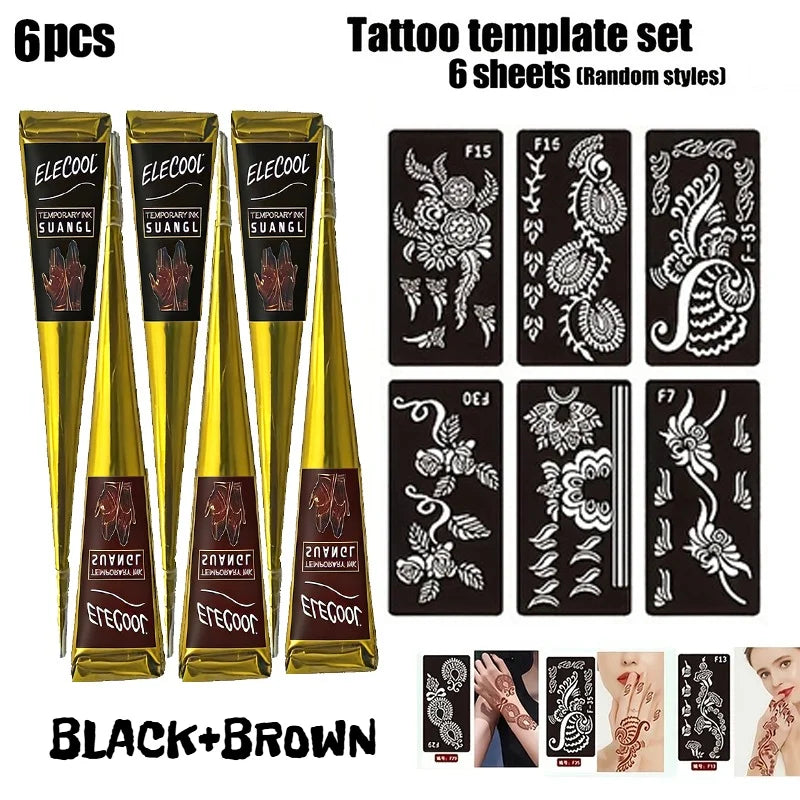 Indian Henna Brown Tattoo Paste Temporary Henna Cones for Tattoo Body Art Sticker Special Body Art Paint Red Black Henna