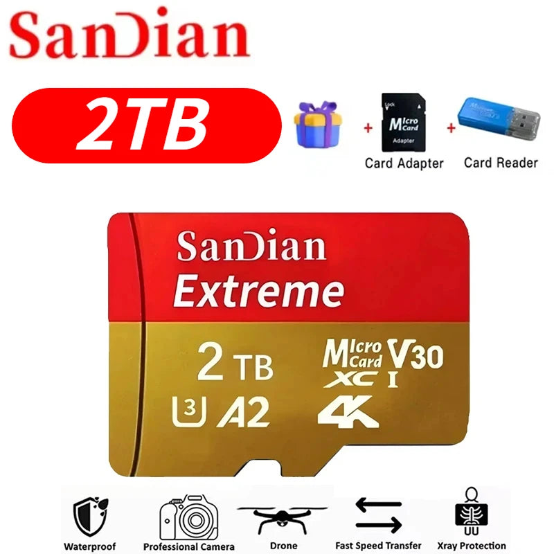 Original 512GB Micro TF Card V30 Class10 128GB Flash Card 256GB Memory Card for Surveillance/PC/MAC