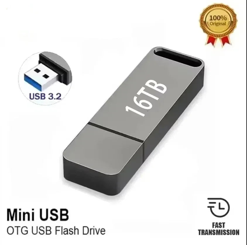 64TB Flash Drive Metal High-Speed Wireless Bluetooth Transmitter USB 16TB 2TB Car Stereo Music Audio Receiver Bluetooth Adapter