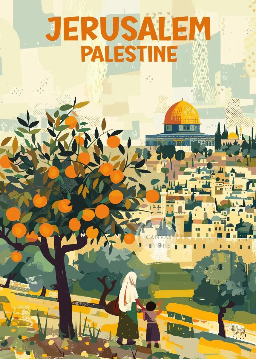 Jerusalem Palestine Travel Poster Religious Shrines Mosque Prints Canvas Painting Wall Art Pictures for Living Room Home Decor