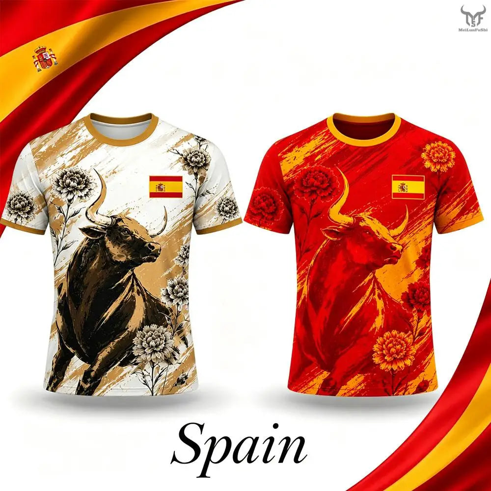 Spain Flag Print Jersey T-shirt 2026