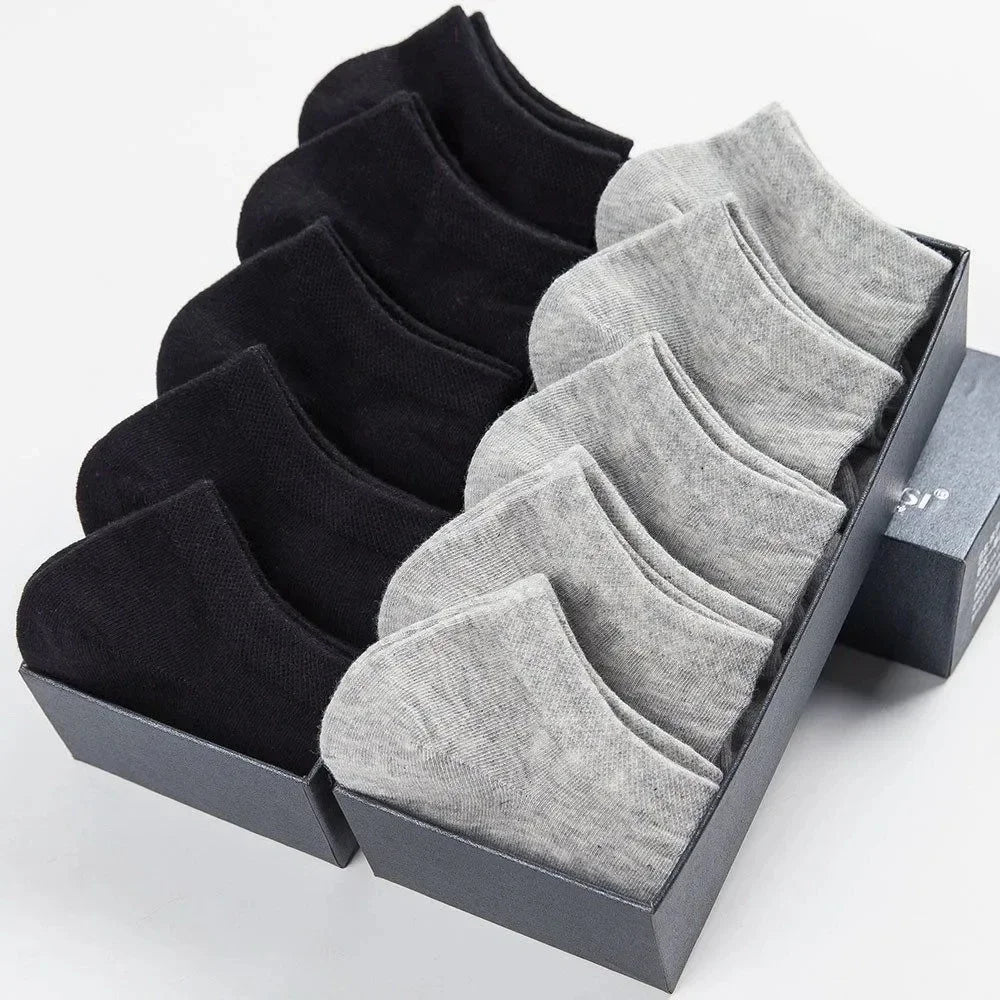 10pairs / Low Black And White Gray Cotton Socks