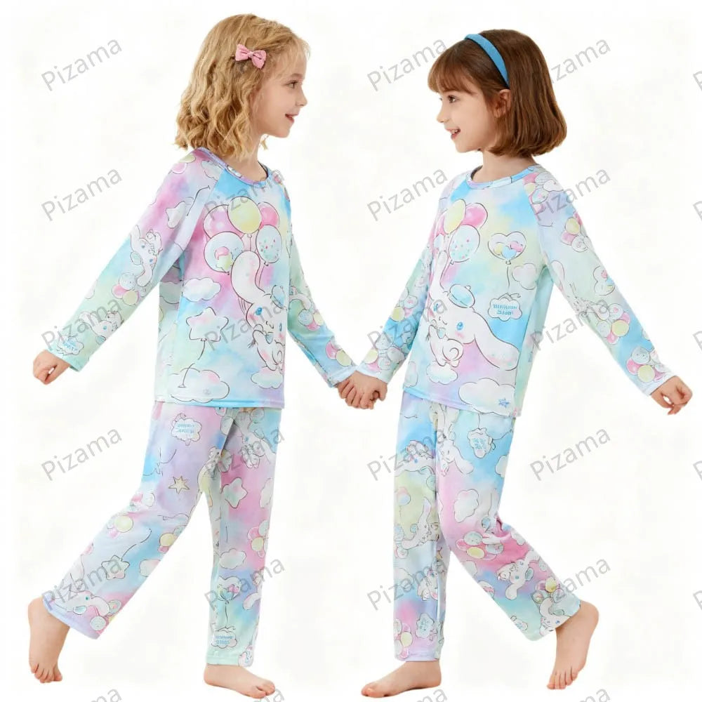 Sanrio Girls Pajamas Sets Full Sleeve Soft Hello Kitty Pyjamas Kids Cinnamoroll Pijamas Sleepwear Kuromi Baby Homewear Pjs