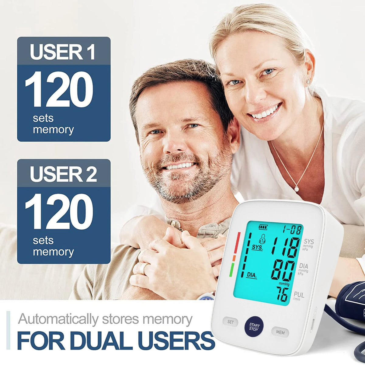 Kingclinic Portable 240 Sets Memories Sphygmomanometer
