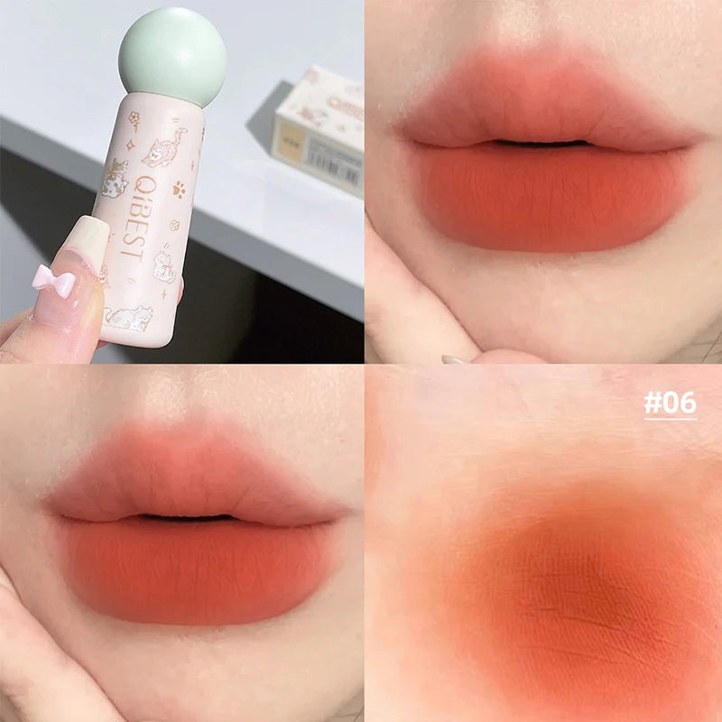 QIBEST Nude Matte Lip Mud Waterproof Non-stick Liquid Lipstick