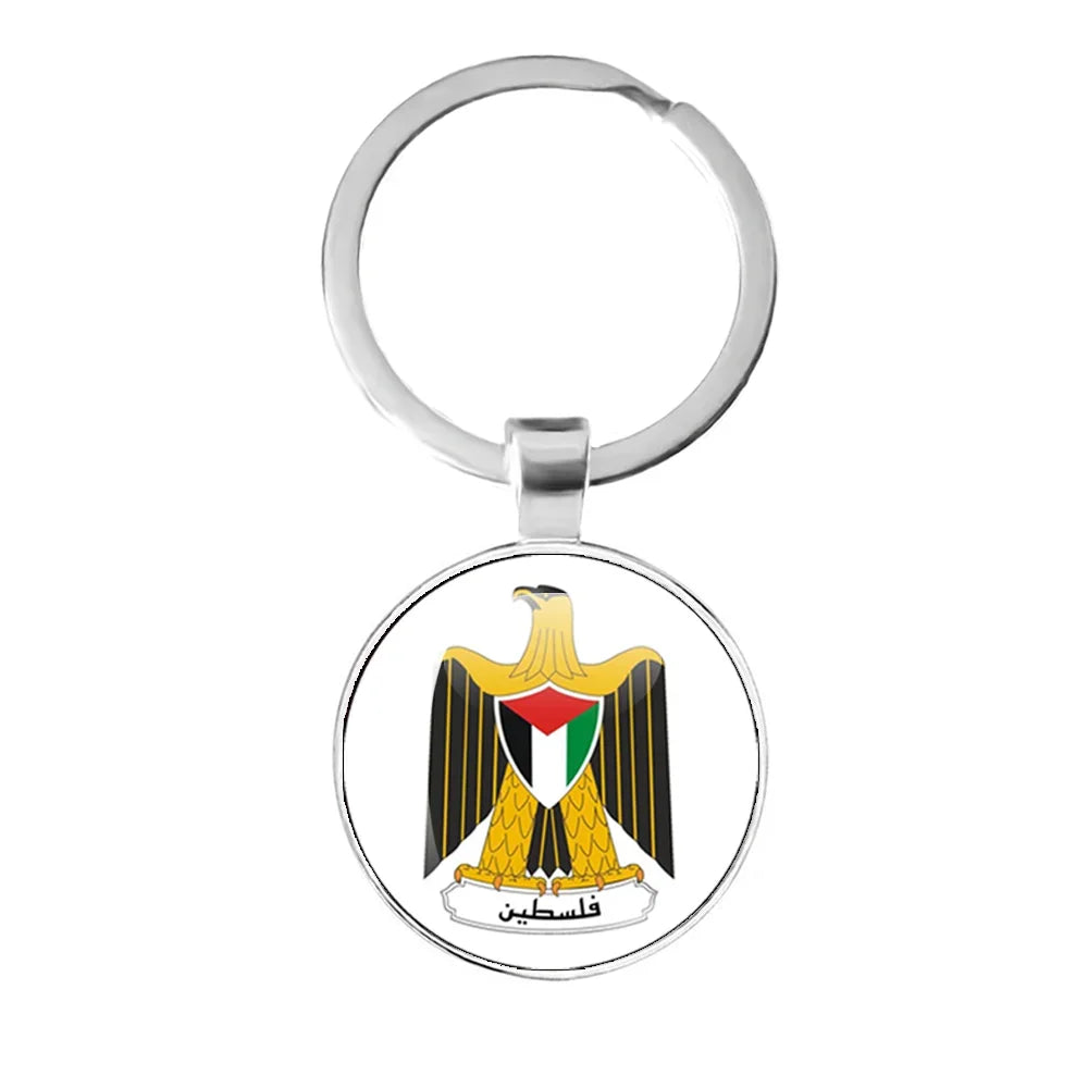 Personalized Art Patterns  Palestine Nation Flag Emblem 25mm Glass Cabohcon Keychain
