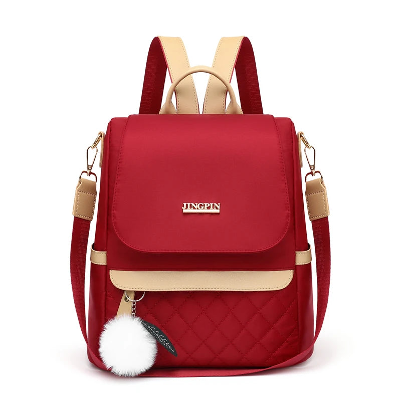 Fashionable women's backpack, adjustable shoulder straps, multiple back styles, zipper closure, polyester lining, suitable for v