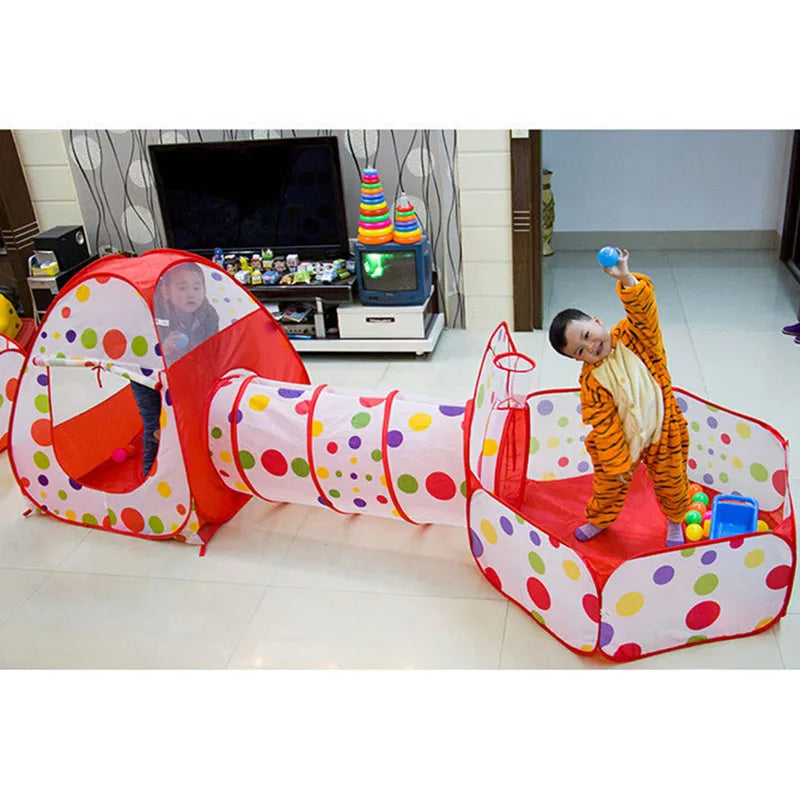 IMBABY NEW 3 In 1 Baby Balls Pool & Toy Tent & Crawling Tunnel Home Baby Playground Foldable Ball Pit Game Tent for Child
