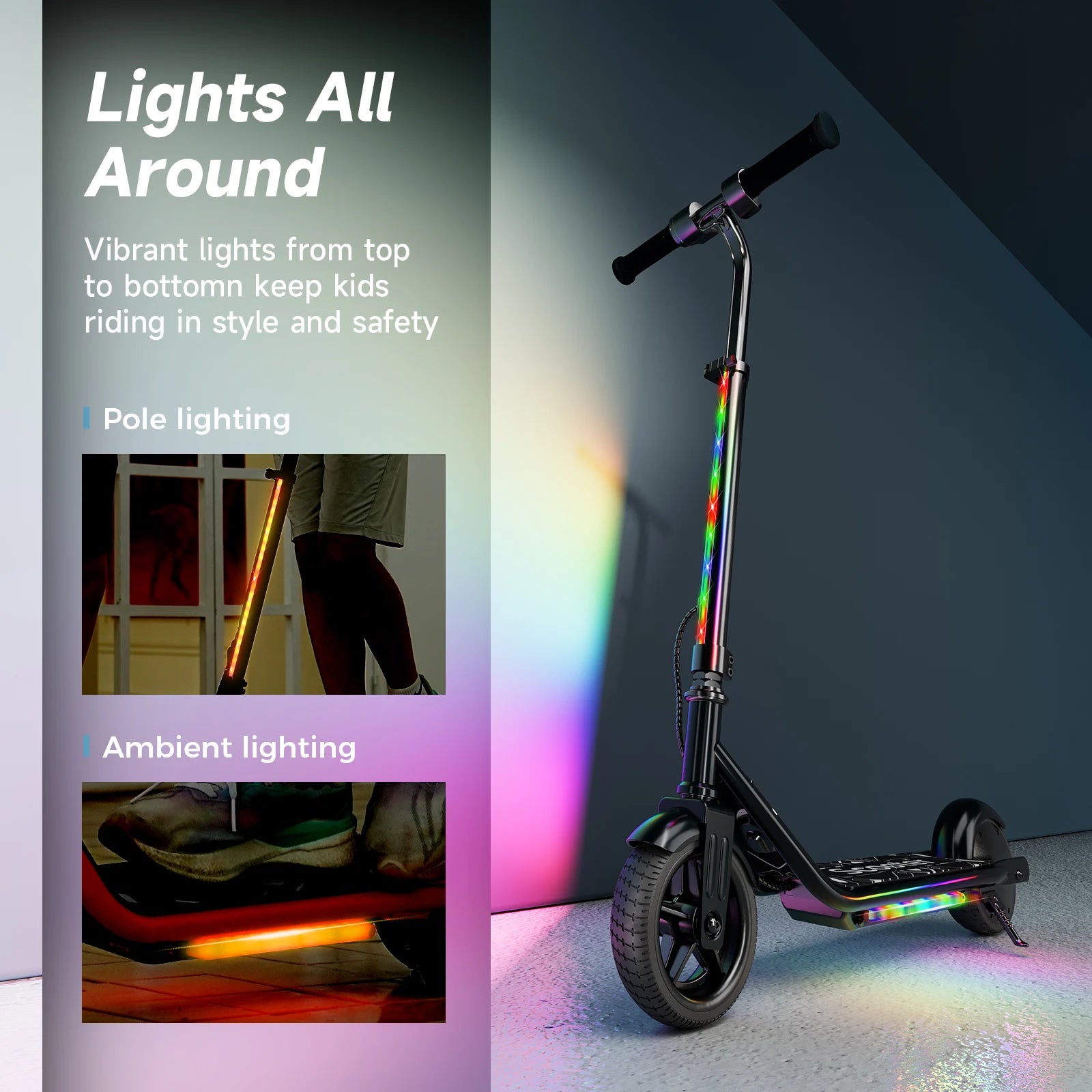 Kids Electric Scooter K2Pro 150W Motor 6 Inch Tires 18V Battery 16km H Top Speed 6-9km Range Orange Black 3 Speed Gears with LED