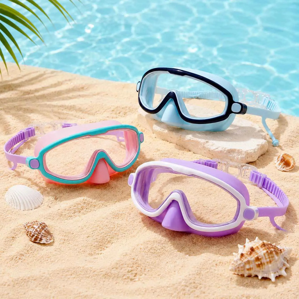 1PC Swim Goggles with Nose Cover, Wide View Anti-Fog UV Protection Swimming Mask