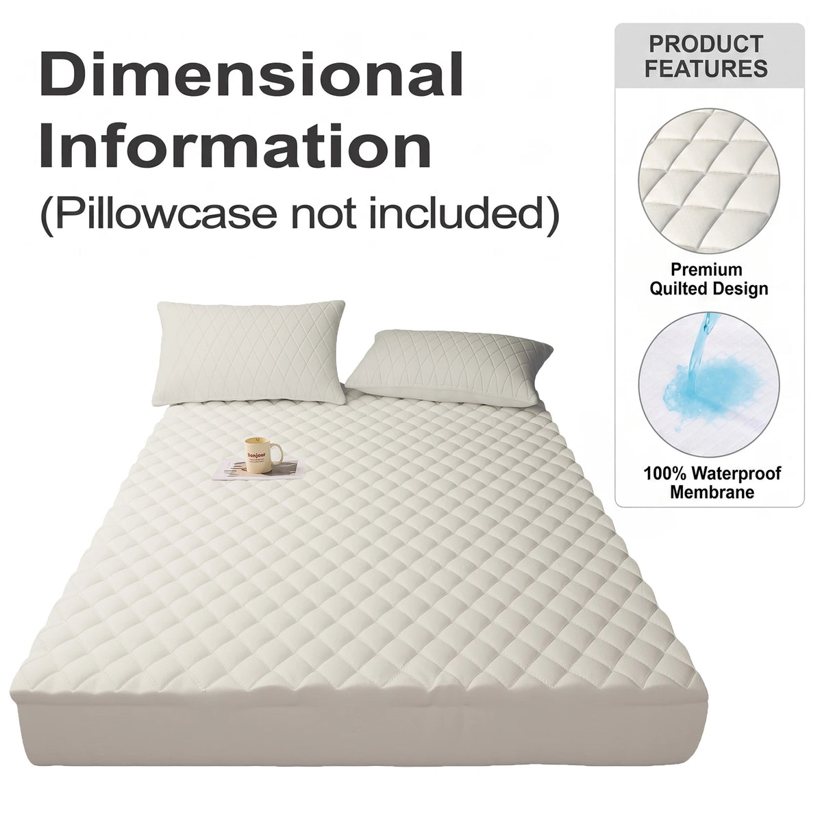 1Pc Waterproof Mattress Protector, thickened skin-friendly