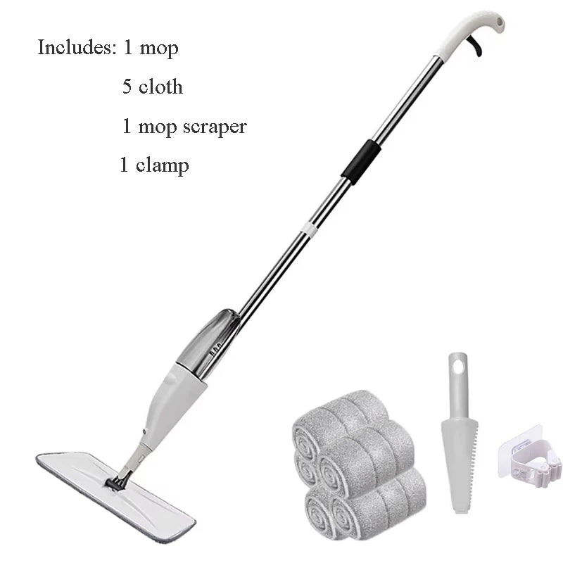 Spray Mop Rotating with Refillable Bottle Washable Microfiber Pad Wet Mops
