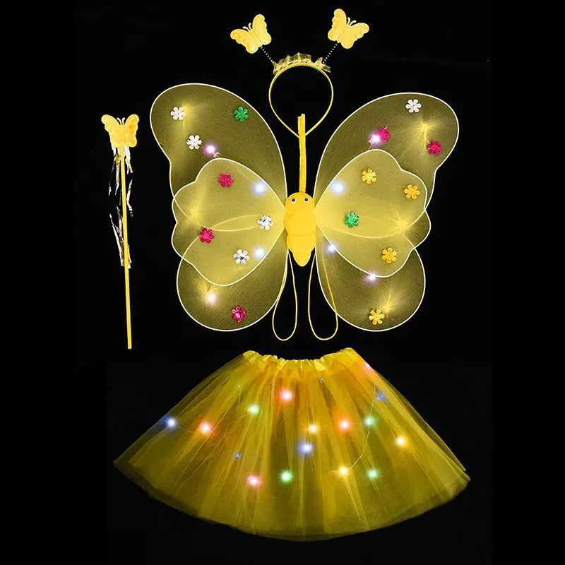 Luminous Butterfly Fairy Wings Flashing Butterfly Skirt Suit