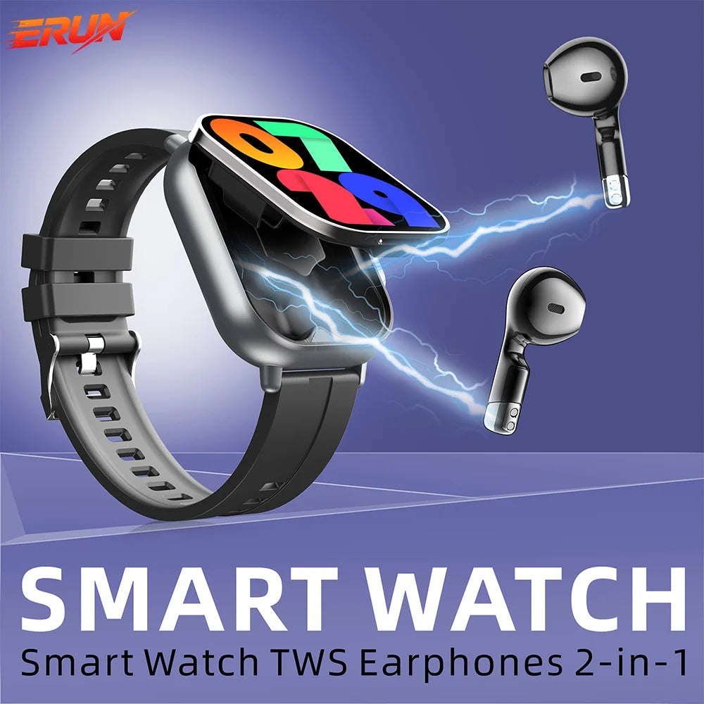 2-In-1 Smart Watch with Earbuds, HD Displa Compatible with Android And Iphone