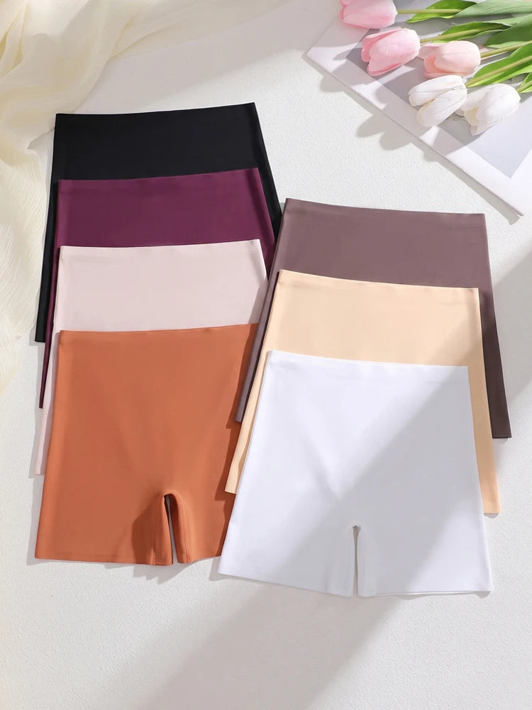 FINETOO Seamless High Waist Shorts Panties Women Tummy Control Hip Lift Ice Silk Safety Underwear Female Tight Boyshorts Boxer