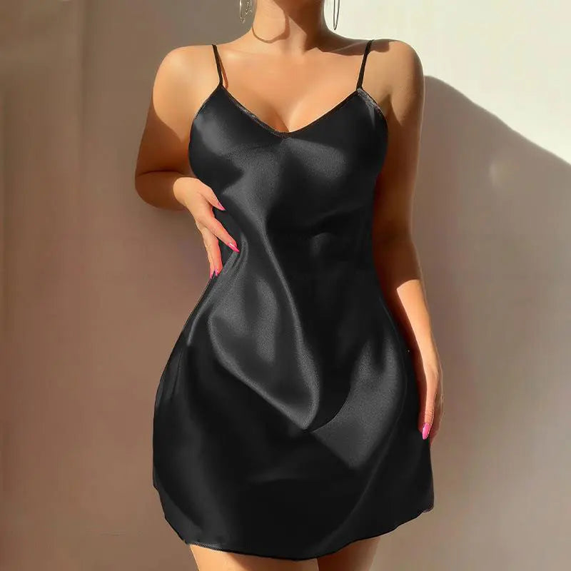 Silk And Tulle Patchwork Ultra-Thin Nightgown Sexy Women's Drees