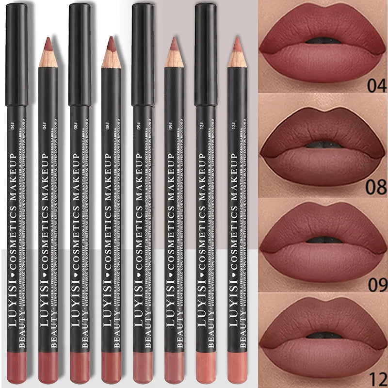 4 Pcs Matte Lip Liner Pencil Set, Waterproof Long Lasting Smudge Proof Lip Liners