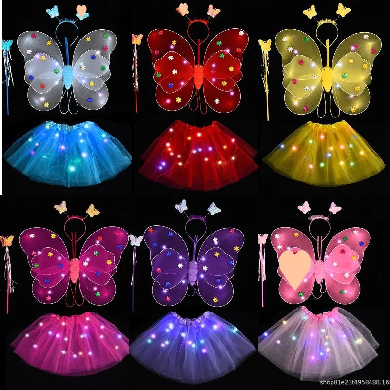 Luminous Butterfly Fairy Wings Flashing Butterfly Skirt Suit