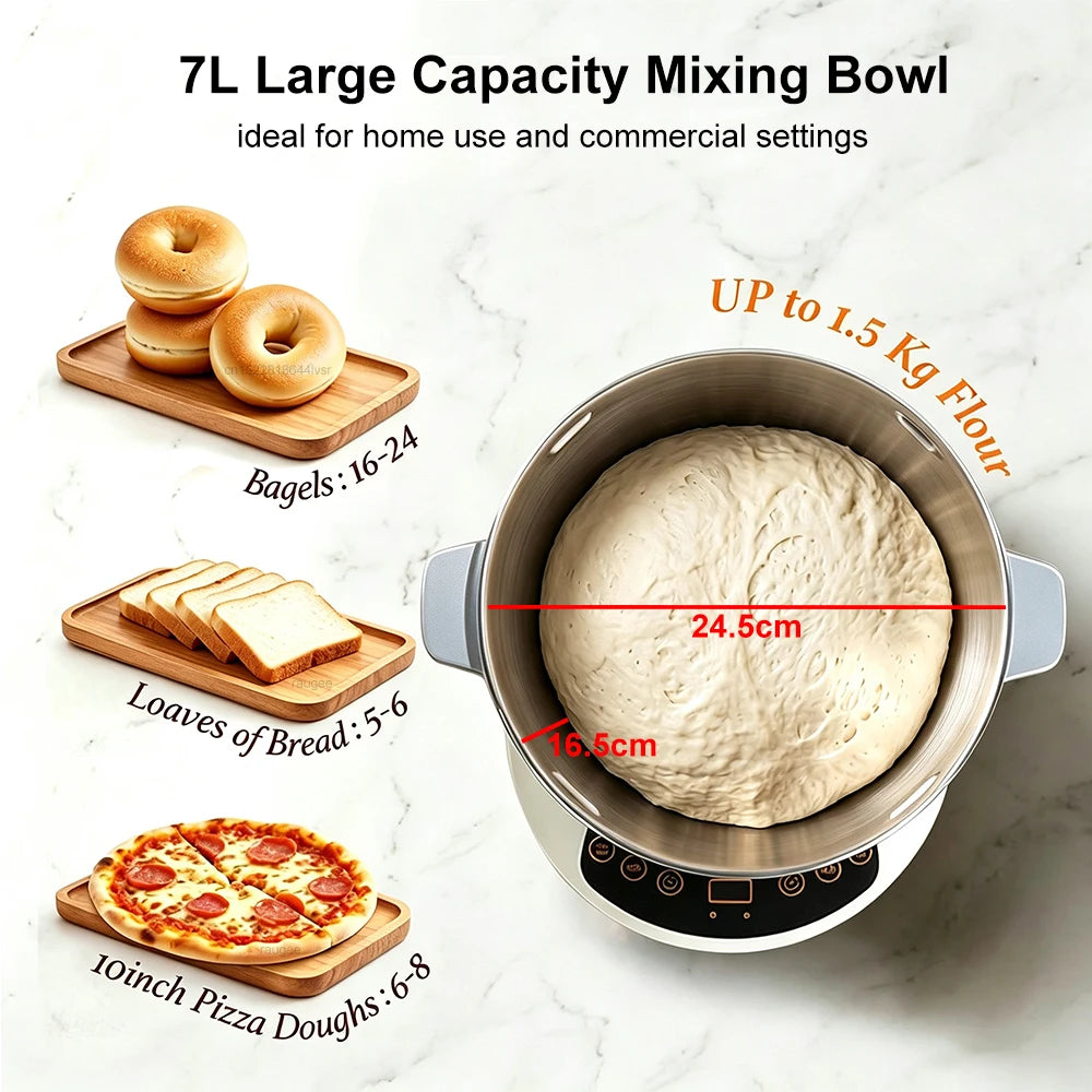 Electric Bread Dough Mixer 7L Stainless Steel Bowl Dough Mixer